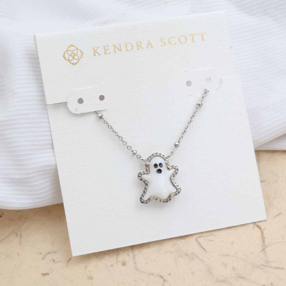 Kendra Scott Silver Ghost Necklace White Mother-of-Pearl